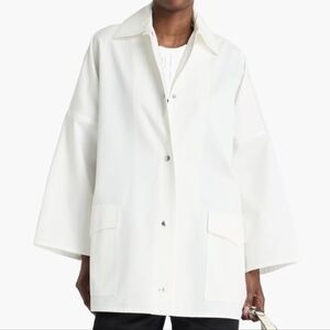 TOTEME Oversized Cotton-Twill Shirt Jacket, White (Size XXS)